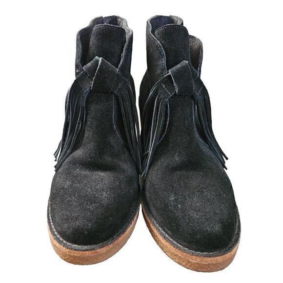 UGG Corin Black Suede Tassel Fringe Ankle Boot 6.5 1016642 - Picture 2 of 6